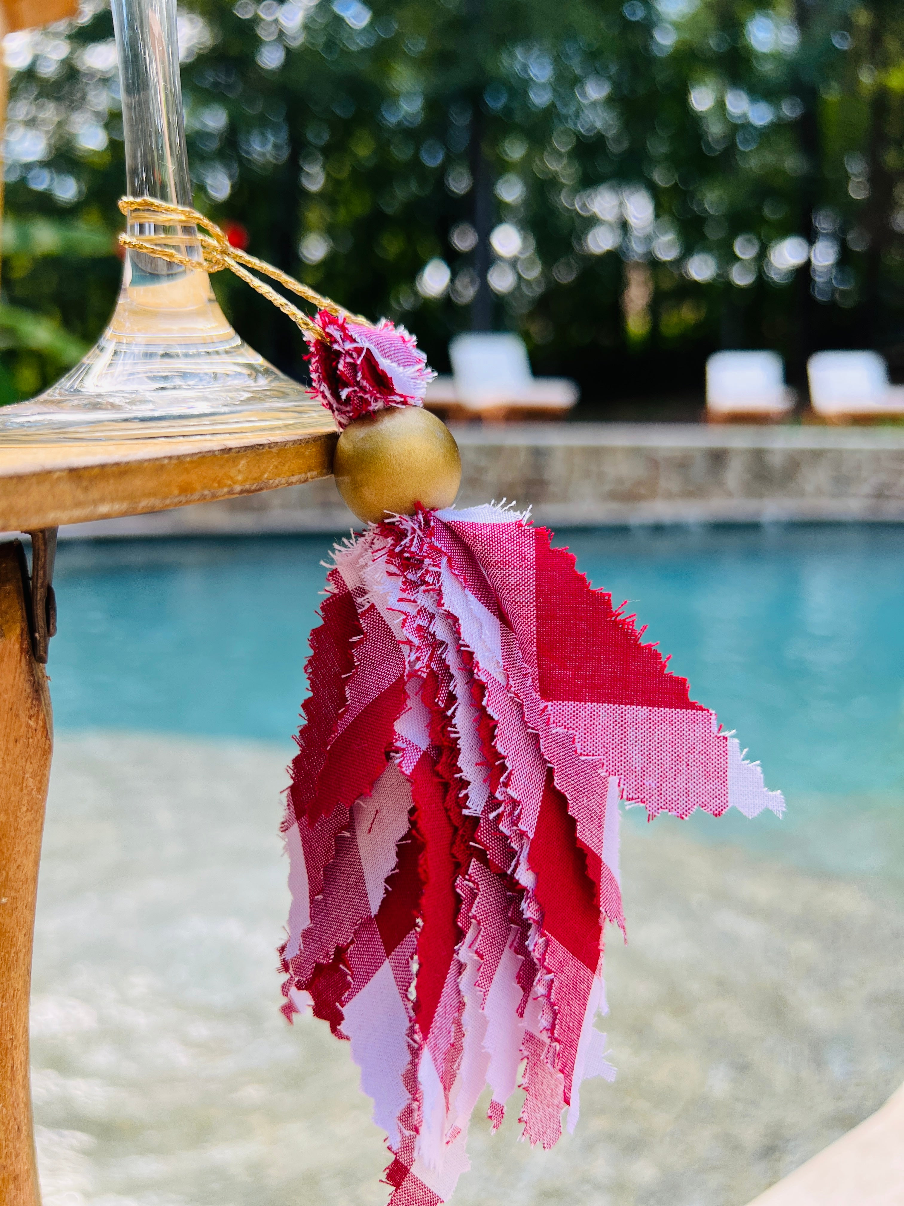 Red/Crimson & White Tassels
