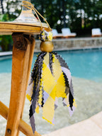 Navy Blue & White Tassels